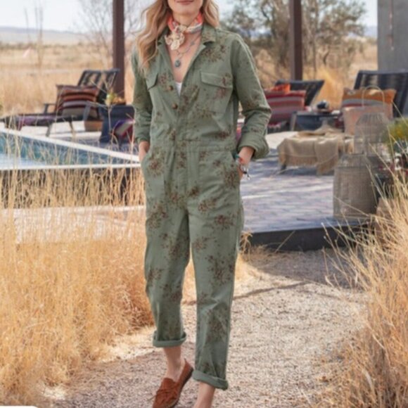 Driftwood NWT Carley Green Floral Jumpsuit Size XXL - Picture 1 of 8